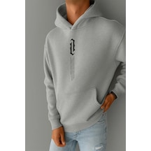 Yazı Baskılı Sweatshırt Gri