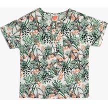 Koton Floral Tişört Kısa Kollu Bisiklet Yaka Pamuklu Yeşil Desenli 3smb60018tw 3SMB60018TW15A Yeşil
