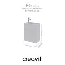 Creavit Elmas Lavabo Dolabı 45 Cm Beyaz Beyaz
