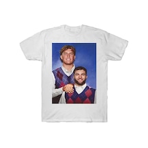 Tarzsokak Cam Skattebo Ve Jaxson Dart Step Brothers New York Futbol Taraftarı T-shirt Erkekler Kadınlar Beyaz