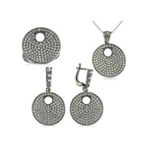 Casera's Gümüş Zirkon Taşlı Yuvarlak Kadın Set Csr2182058 Gümüş