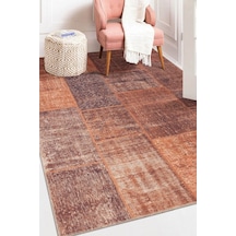 Jazz Patchwork Desenli Dokuma Taban Dekoratif Turuncu Halı (Al 62