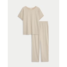 Marks & Spencer Pamuk Karışımlı Pijama Takımı T37004619F Krem