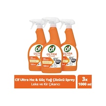 Cif Ultra Hız & Güç Yağ Çözücü Leke ve Kir Çıkarıcı Sprey 3 x 1 L