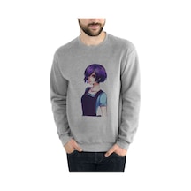 Anime Tokyo Ghoul Anteiku Baskılı Gri Erkek Örme Sweatshirt (530949100)