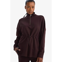 Defacto Defactofit Long Fit Dik Yaka Beli Lastikli Yarım Fermuarlı Modal Sporcu Sweatshirt G4367ax25wnbn340 Kahve-bn340