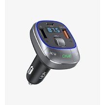 Linktech Fm Transmitter - Linktech Gf17 Premium 48w Üç Girişli 5.0 Bluetooth Fm Transmitter - Rgb Ça