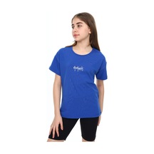 Toontoy Kids Toontoy Kız Çocuk Baskılı Bisiklet Yaka Kısa Kollu Tişört Saks