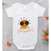 Bitmeyenkartus Bk Kids Isimli Ilk Seyahat Tasarımlı Bebek Body Zıbın - Model 1 Beyaz