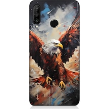 Huawei P30 Lite Uyumlu Silikon Kılıf Beyaz Başlı Siyah Kartal