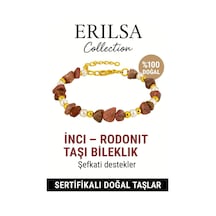 Sertifikalı Kırık Taşlı Model İnci Rodonit Taşı Bileklik Sevgi Çok Renkli