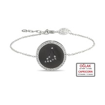 Kuyumcudukkanı Zirkontaşlı"oğlak Burcu"bileklik-50283-caprı-blk Siyah - Beyaz