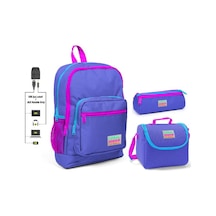 Coral High Mor Kız Çocuk İlkokul Çanta Seti - Usb Çıkışlı