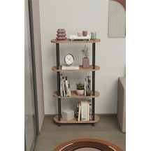 Soft 4 Katlı Modern Kitaplık Dekoratif Çok Amaçlı Kitaplık Ve Organizer Çok Raflı Düzenleyici - Meşe Kahverengi