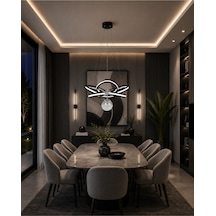 Efruz Led Siyah Sarkıt Avize,3 Renk Yanabilen Modern Avize,salon Led Avize