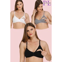 Parlingerie 3lü Hamile Emzirme Sütyeni Kapsız Karışık Renk Çok Renkli