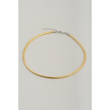 İtalyan Tasarım 18 Ayar Sarı Altın Kaplama 47 Cm Gümüş Choker Gerdanlık Sarı