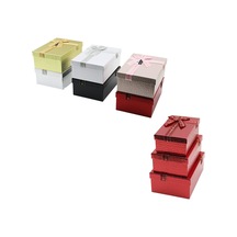 3pcs D.dörtgen Parlak Mix Renkli - Kabartma Desen Karton Hediye Kutusu Kurdelalı 22.5x15.5-20.5x13.5 Çok Renkli Çok Renkli