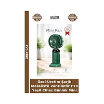 Özel Üretim Şarjlı Masaüstü Vantilatör F19 Yeşil Cihaz Günlük Mini