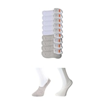 Gri ve Beyaz Erkek Babet Çorap 9 çift