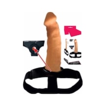 Erofoni Ucu 8 CM Dolgulu İçi Boş 20 CM Realistik Belden Bağlamalı Strapon Takma Protez Penis