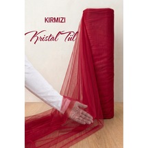 Azra Kına Kırmızı Süsleme Tülü, Nişan Tülü Bohça Tülü, Gelin Damat Düğün Konvoy Kapı Valiz Süsleme, Kristal Tül, Hediye Süsü, 100 Cm