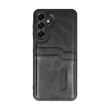 Samsung Uyumlu  Galaxy A25 5g Kılıf Sara Kartvizitli Deri Kılıf - Siyah 0.2M-Çok Renkli