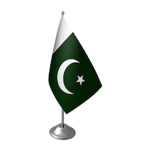Masa Üstü Pakistan Bayrağı Krom Direk Masa Bayrak Seti