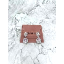 Pembe Damla İthal Gümüş Küpe-980 Silver