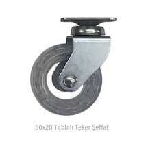 Ofis Koltuk Dolap Etejer 360 Derece Döner 50 X 20 Tablalı Teker Şeffaf 50 Mm Şeffaf