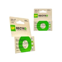 Gp Recyko 650 Mah R03 Aaa Şarjlı 4'lü İnce Kalem Pil