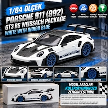 1/64 Porsche 911 992 Gt3 Rs Weissach Package White With Indigo Blue Çok Renkli