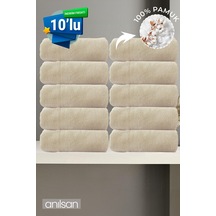 10'lu Bej El Havlusu - 50x90 Cm, 225 Gr, %100 Pamuk, Spa Ve Otel Havlusu, Günlük Kullanıma Uygun Bej
