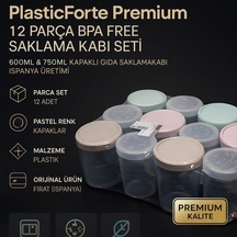 Plasticforte Premium 12 Parça Bpa Free Saklama Kabı Seti 600ml & 750ml Kapaklı Gıda Saklama Kabı İspanya Üretimi Çok Renkli