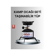 Kompakt Kamp Ocağı Seti Gaz Tüplü Ayarlanabilir Alevli 400g Hafif Tasarım Siyah