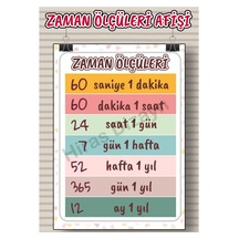 Hiras Dizayn Zaman Ölçüleri Eğitici Afiş A3, 30 42 Cm