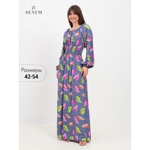 Keyem Büyük Beden Uzun Kollu Elbise 162093809 Açık Mavi