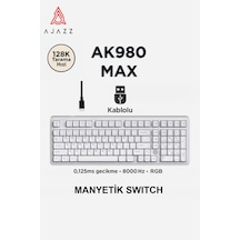 Ak980 Max He Manyetik Switch Klavye- 128k Tarama Hızı-0.125 Ms Ultra Düşük Gecikme-8000 Hz