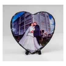 Fotoğraflı Doğal Kalpli Taş Baskı Ölçüsü 20x20