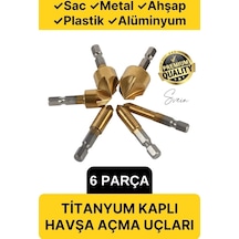6 Parça Premium Titanyum Kaplama Hss Bits Uçlu Kırılmaz A Kalite Paslanmaz Havşa Açma Matkap Uç Seti