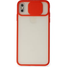 Apple iPhone  Uyumlu,  Xs Max Kılıf Palm Buzlu Kamera Sürgülü Silikon - Kırmızı