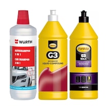 Würth 3 Etkili Araç Şampuanı 1 Lt + G3 Sıvı Pasta 1 Lt + G3 Wax Cila 1 Lt