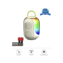 Bluetooth Hoparlör Çift Mikrofonlu Kablosuz Parti Speaker Beyaz