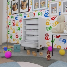 Kenzlife Sepetli Mutfak Dolabı Ruberu Byz 074x45x30 Banyo Oyuncak Çamaşır Beyaz 5 Li Sepet