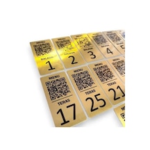 Qr Kod Menülü Gold Masa Numarası - Kişiye Özel Baskılı Masa Numaratörü 1-20 Arası 10x5 Cm