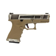 We Glock G19 T8 Gümüş Kızak & Namlu Tan Gövde Gbb Airsoft Tabanca