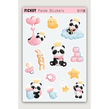 Sevimli Panda Sticker Seti - 12 Adet Etiket Çıkartma Diğer