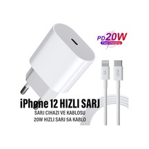 Apple Uyumlu iPhone 12 Şarj Aleti Ve Kablosu 20w Hızlı Pd Cihazı Mini Pro Max