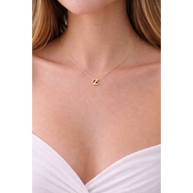 14k Altın Renginde Z Harf Minimal Model Çelik Kadın Kolye Altın