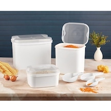 Masal Un Ve Bakliyat Kabı 10 Lt + 4,5 Lt + 1,6 Lt Beyaz Saklama Kabı Kürek, Beyaz-2959 Genel
